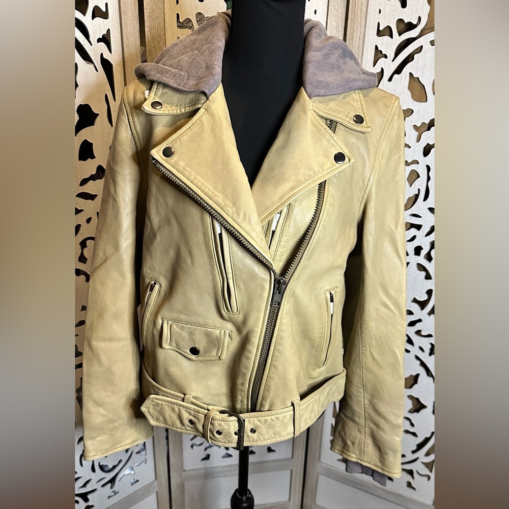We The Free Hooded Leather Moto Jacket